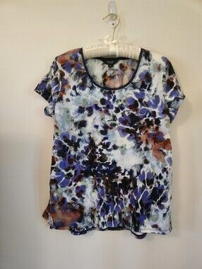 Simply Vera VERAWANG Short Sleeve Scoop Neck Top -Blue, Purple, Brown, Pale Gray